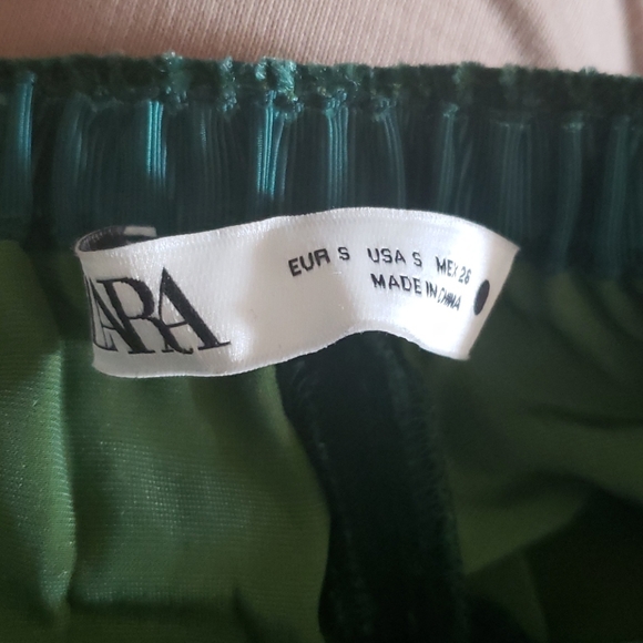 Zara Velvet Silk Green High Waist Trouser Pants S - Picture 12 of 15